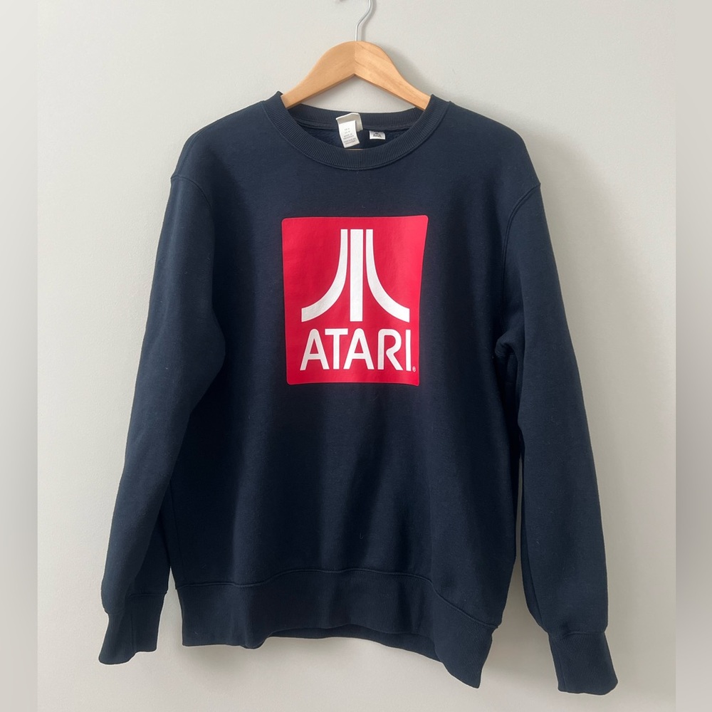 H&M Atari Fleece Lined Navy Sweatshirt Size M